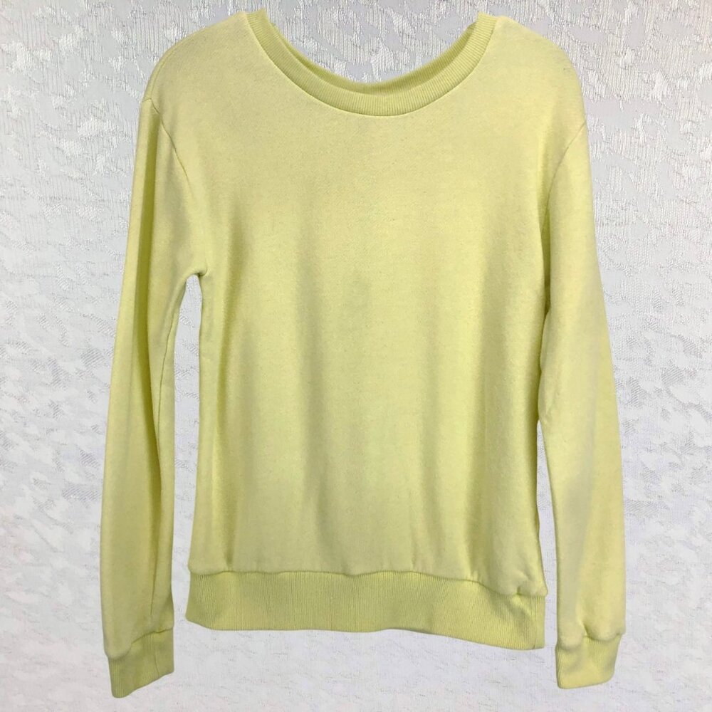 Forever 21 Long Sleeve Green-Yellow Pullover Top w/Cutout Back Bow Detail Size M